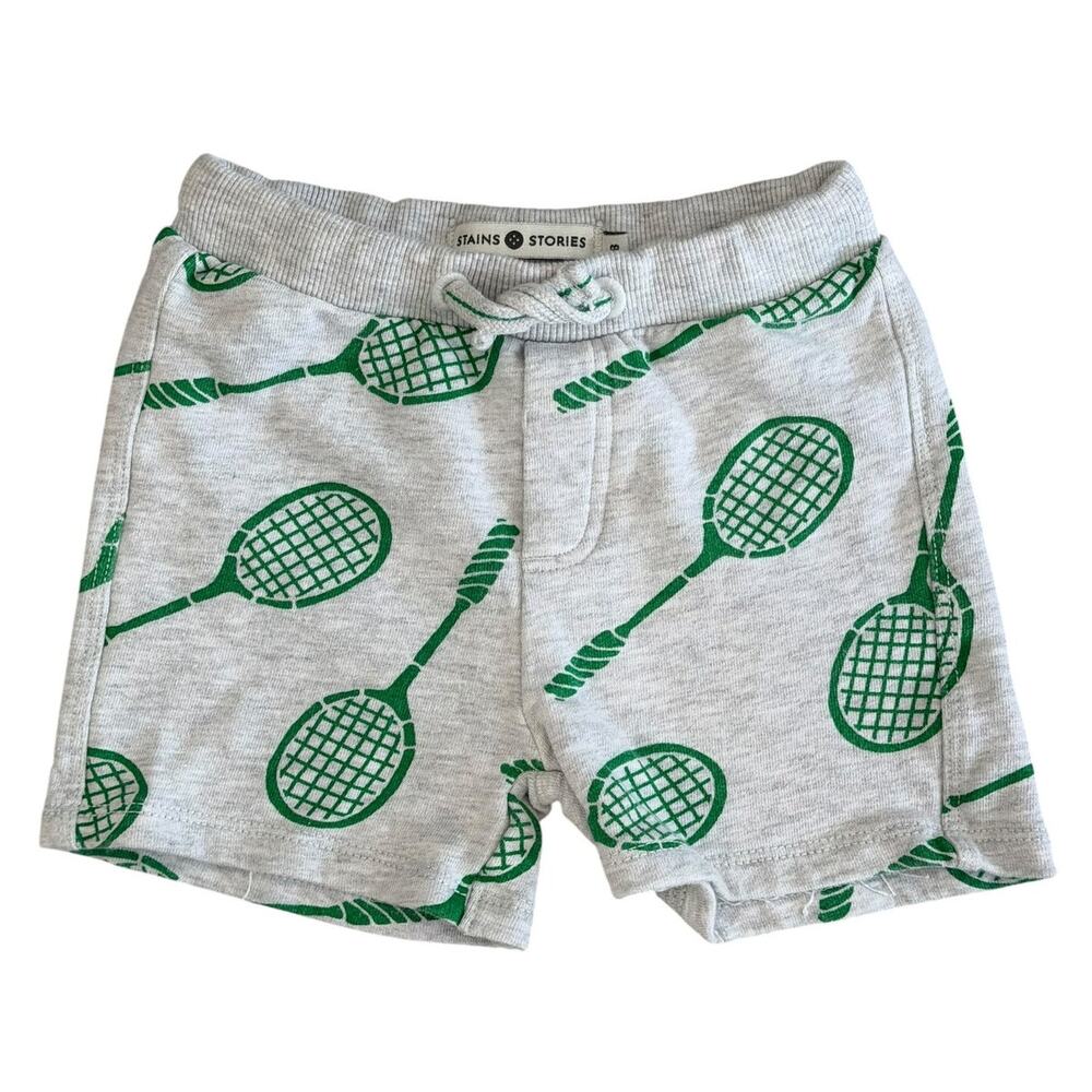 STAINS AND STORIES by BABYFACE Badminton Racquet Print Shorts Size EU 98